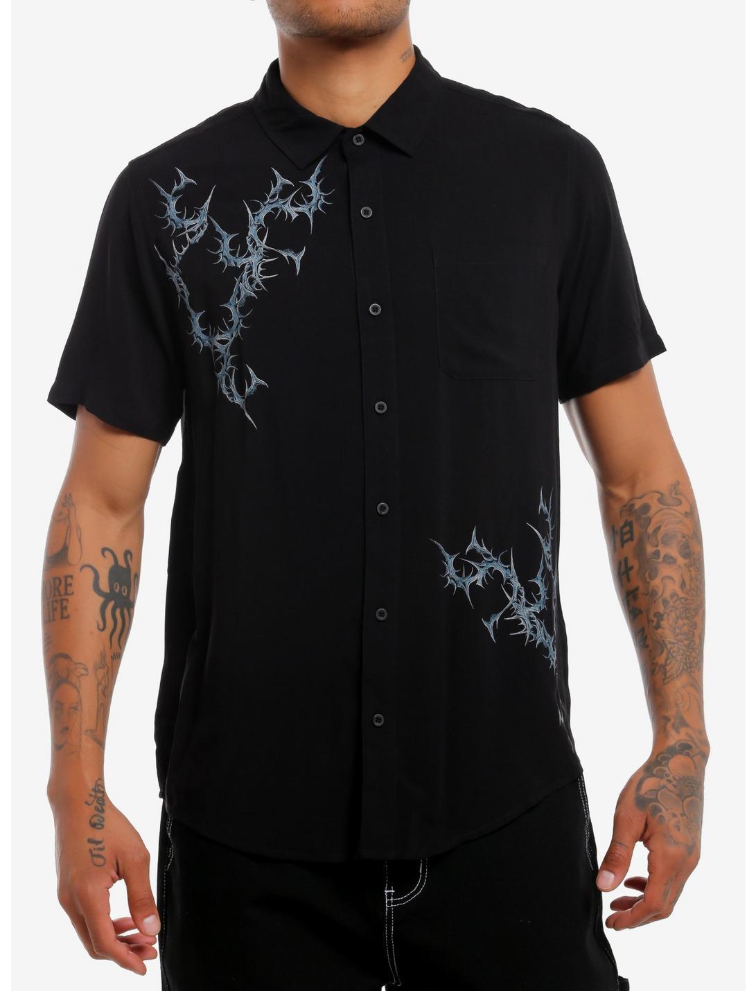 Social Collision Cyber Sigilism Skull Woven Button-Up Product Image
