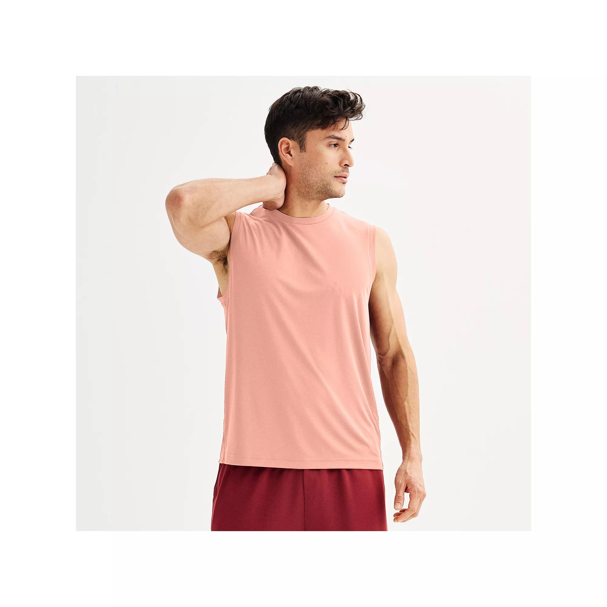 Men's Tek Gear Dry Tek Muscle Tank, Size: XXL, Brittany Blush Grid Product Image