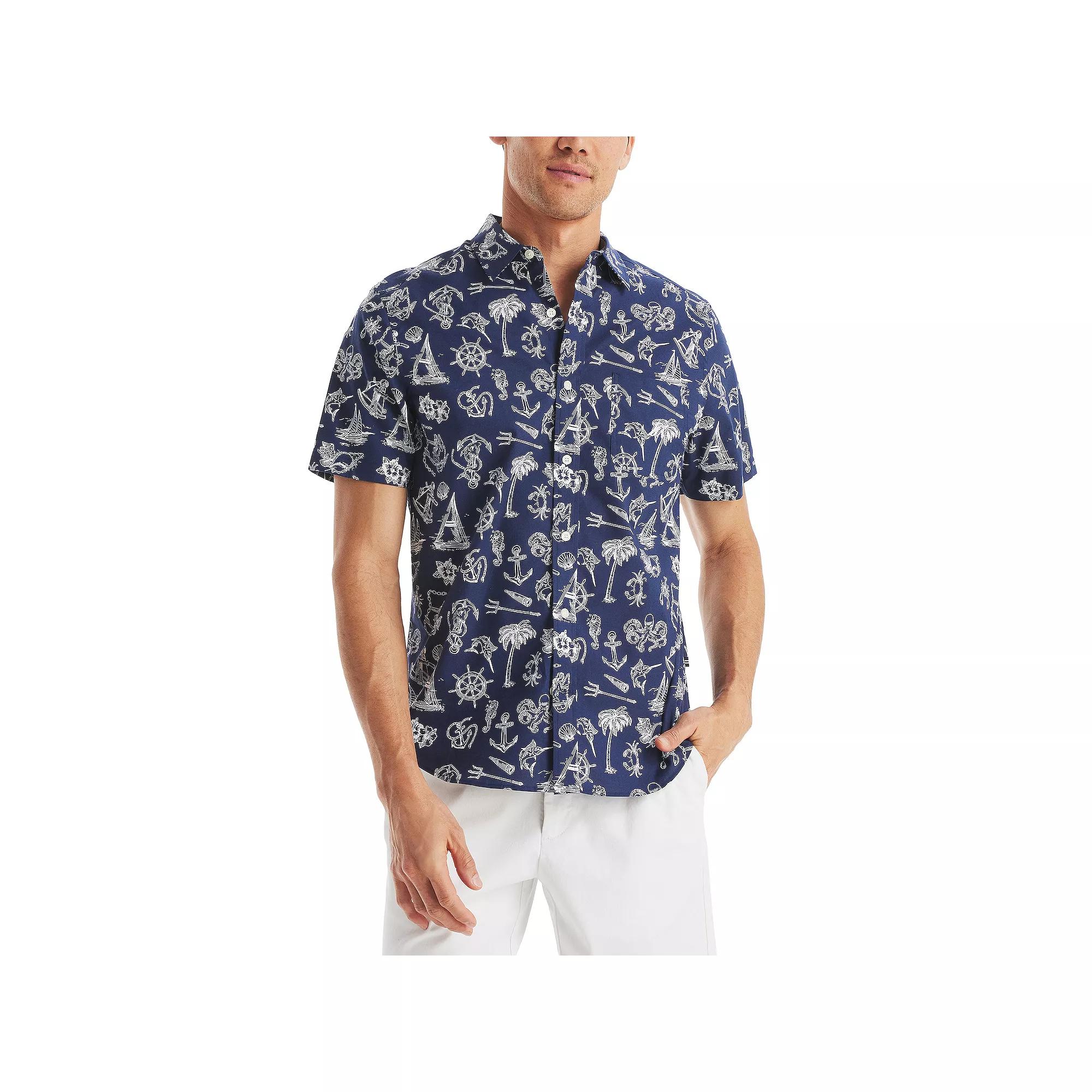 Men's Nautica Nautical Short-Sleeve Shirt, Size: Large, Blue Nautical Product Image
