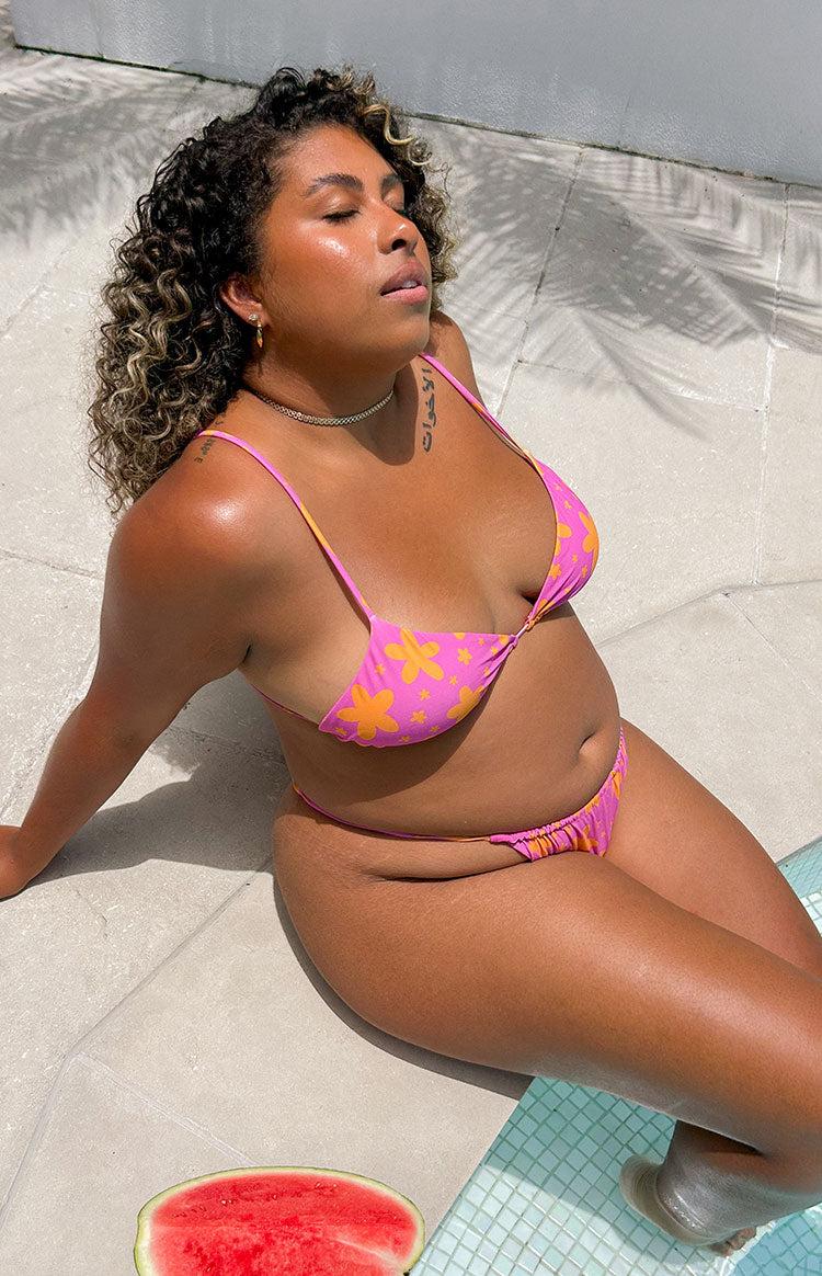 9.0 Swim Venice Orange Floral Halter Swim Top Baby Product Image