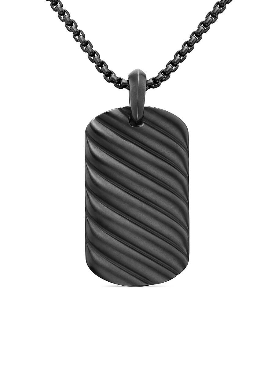 Mens Sculpted Cable Tag in Titanium, 42MM Product Image