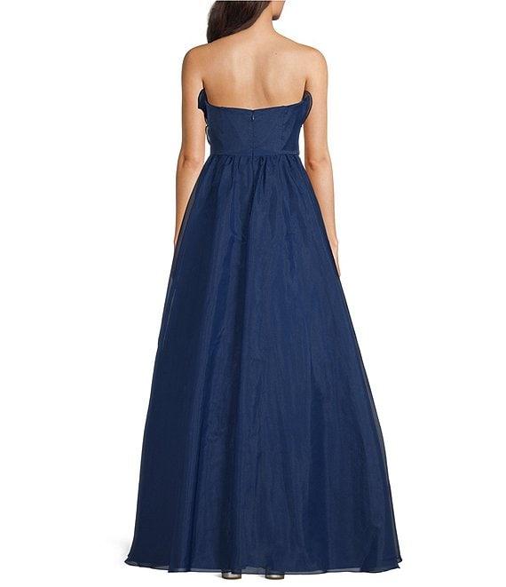 Aidan Mattox Strapless Organza Strapless Rosette Ruffle Ball Gown Product Image