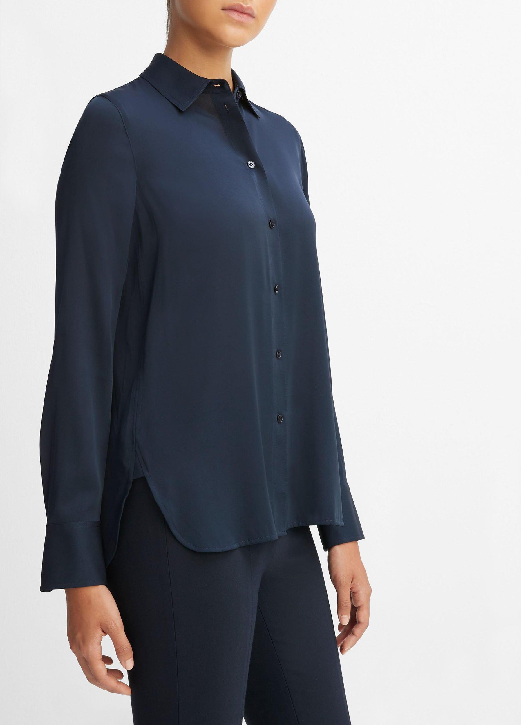 Slim Fitted Stretch-Silk Blouse Product Image
