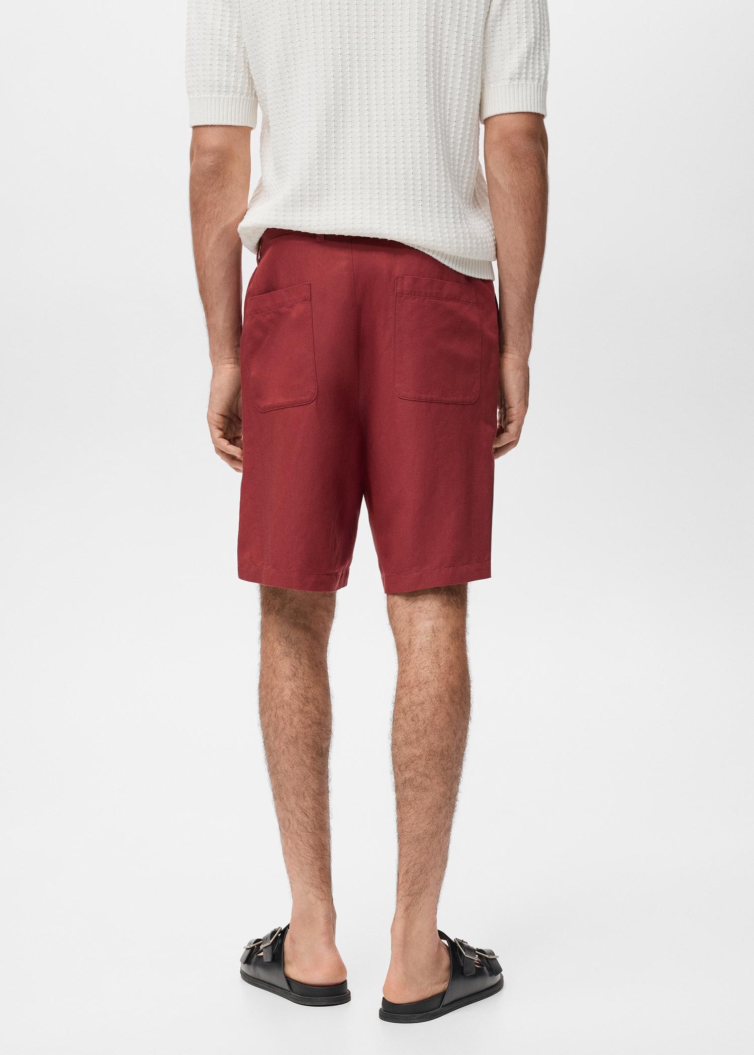 Linen-blend shorts with an elastic waistband - Men | MANGO USA Product Image
