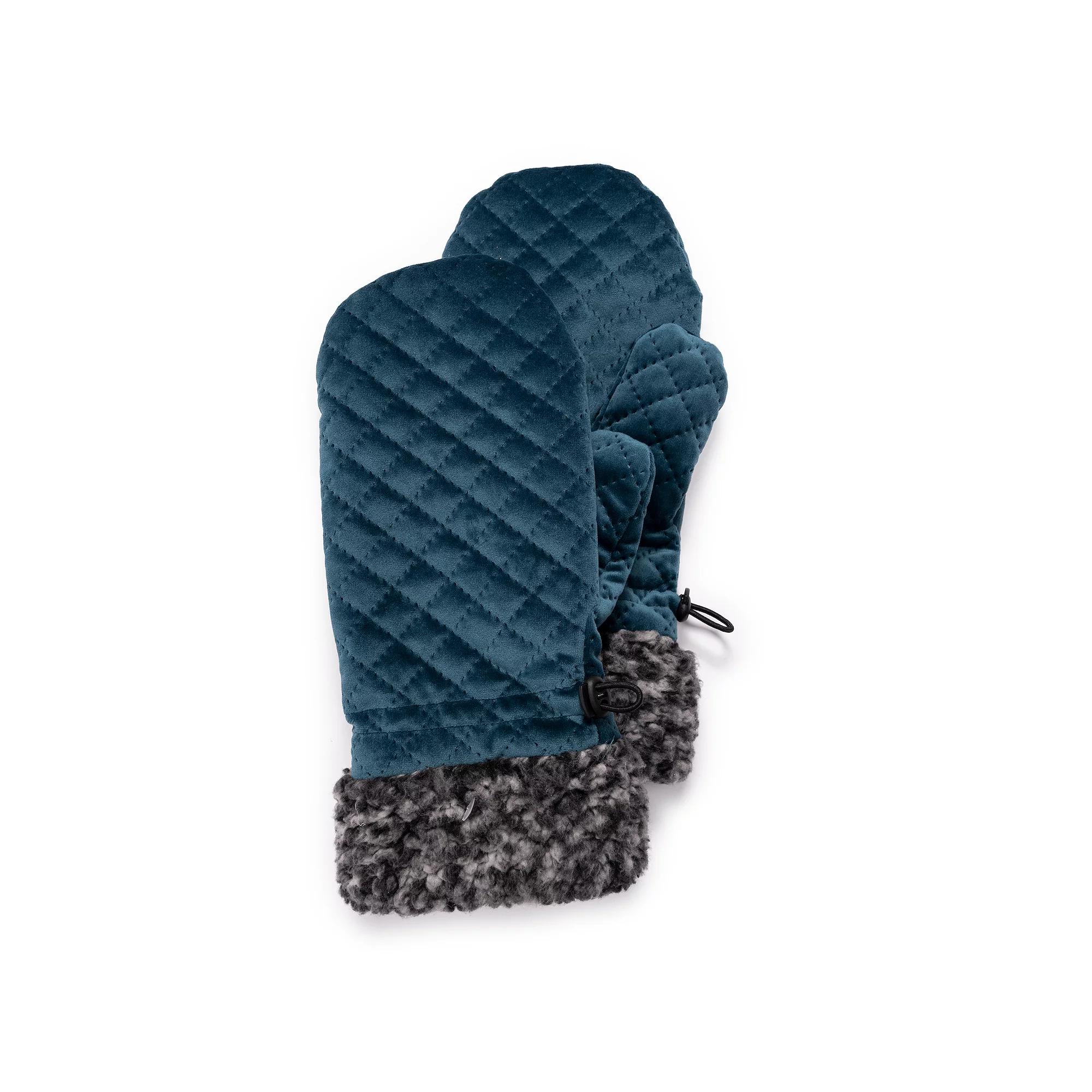 Women's MUK LUKS Quilted Frosted High Pile Fleece Mittens, Blue Product Image