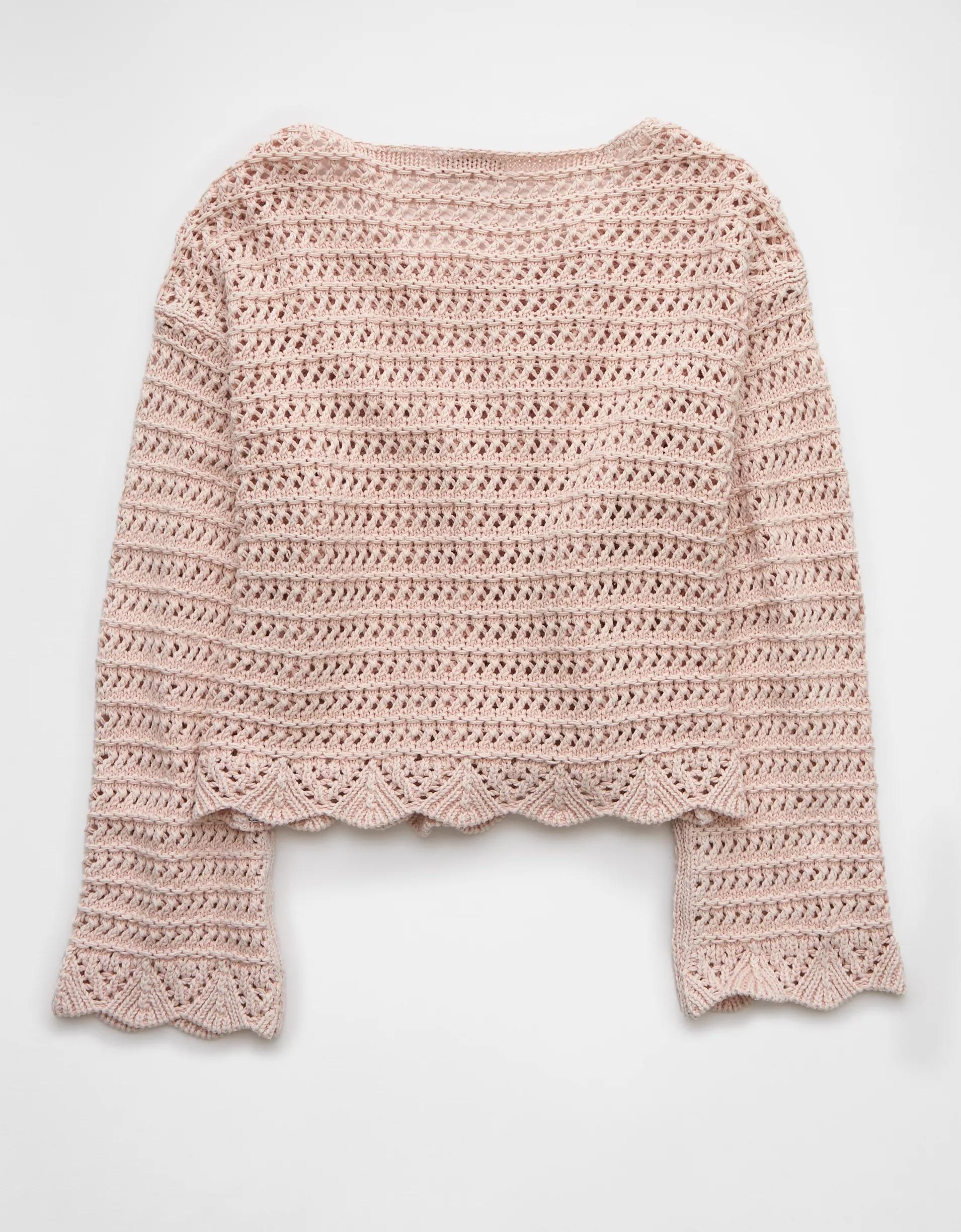 AE Ballet Neck Open Knit Sweater Product Image