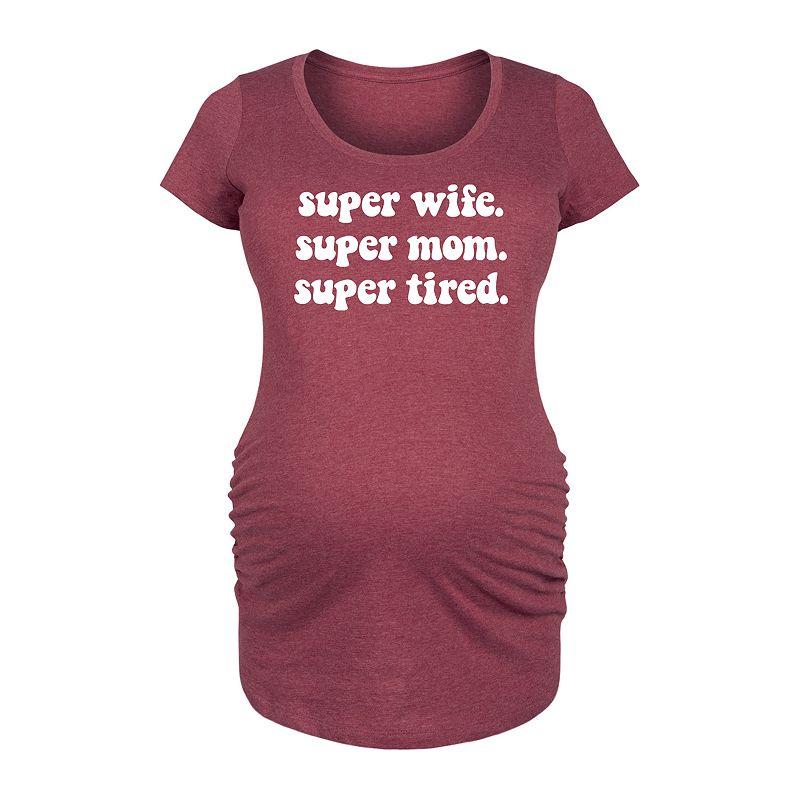 Maternity Super Wife Super Mom Super Tired Graphic Tee, Women's,  Product Image