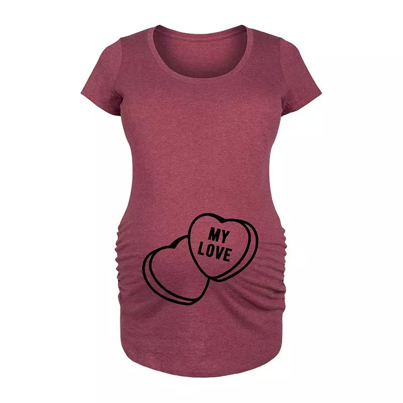 Maternity Heart EKG Graphic Tee, Womens Grey Dark Red Product Image