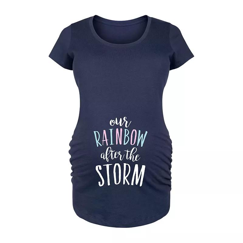Maternity Our Rainbow After the Storm Graphic Tee, Womens Blue Product Image