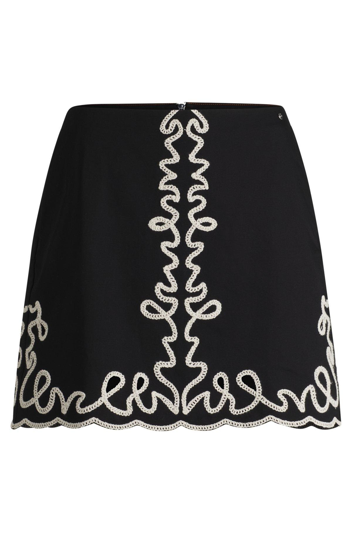 Cotton mini skirt with contrast embroidery Product Image