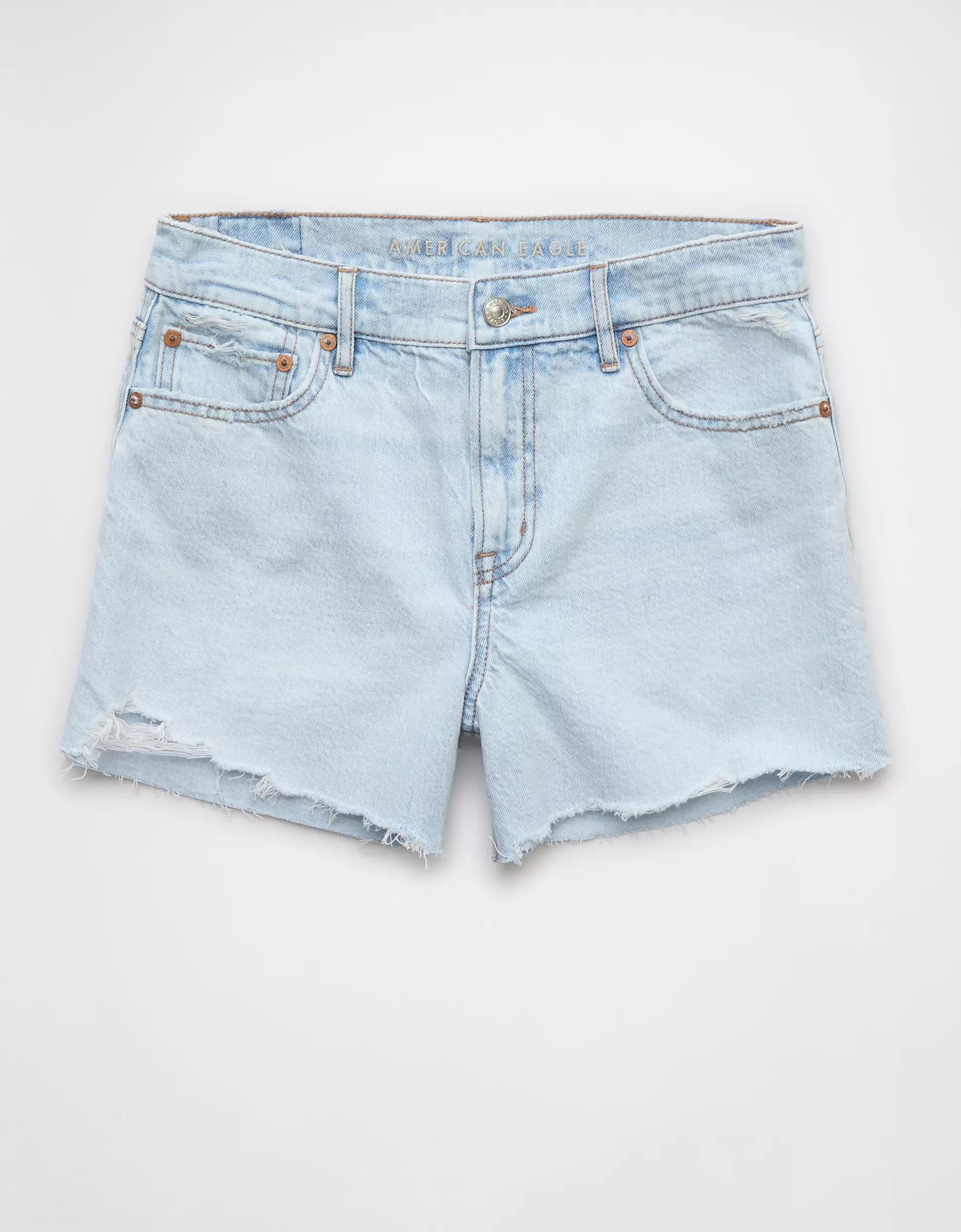AE Strigid Ripped Super High-Waisted Relaxed Denim Short Product Image