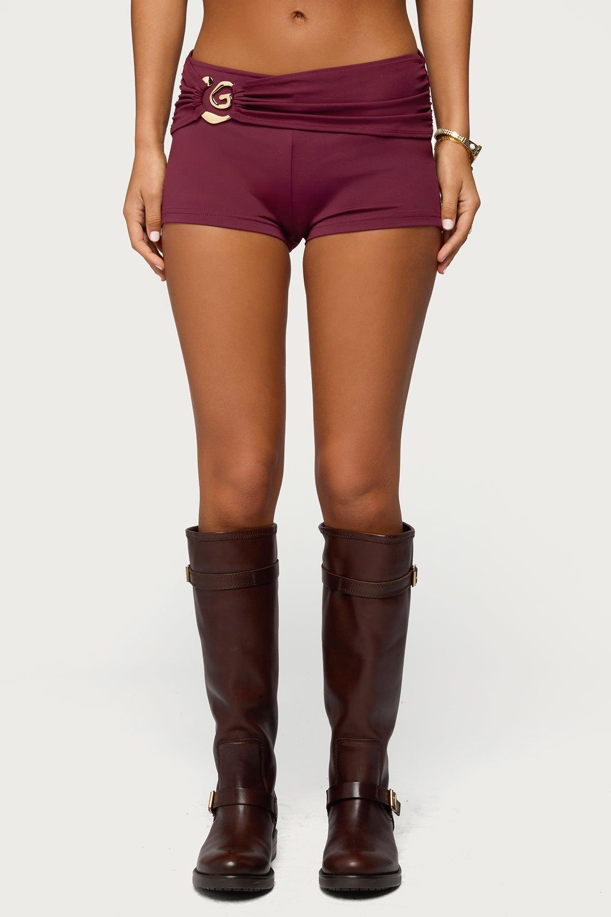 Rusana Swirl Ruched Micro Shorts Product Image