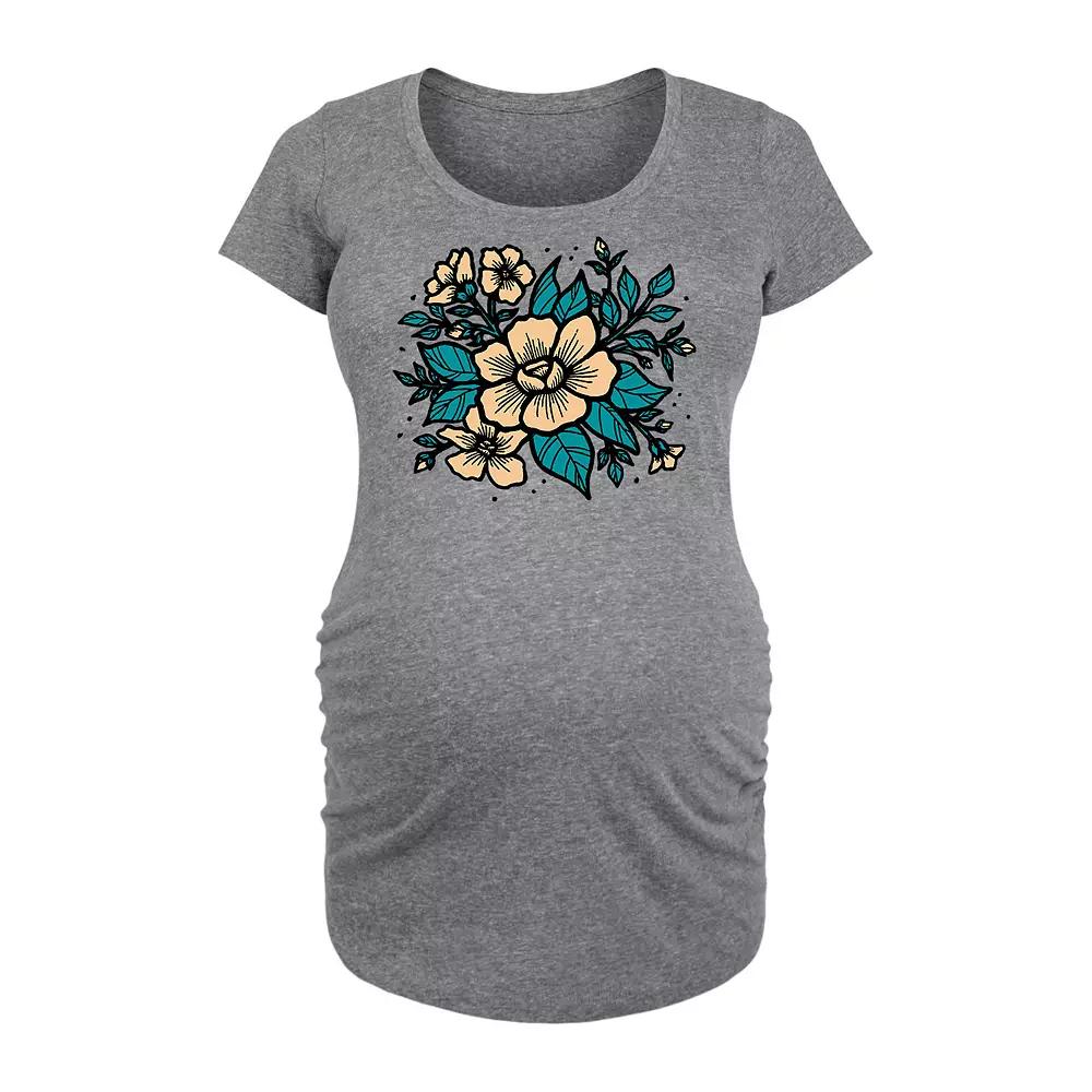 Maternity Etched Flowers Graphic Tee, Women's,  Product Image