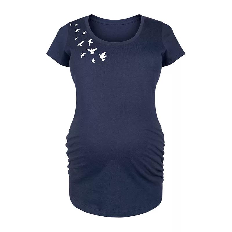 Maternity Flying Birds Graphic Tee, Womens Heather Grey Product Image