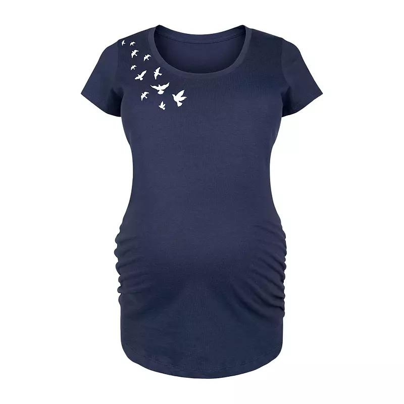 Maternity Flying Birds Graphic Tee, Womens Heather Grey Product Image