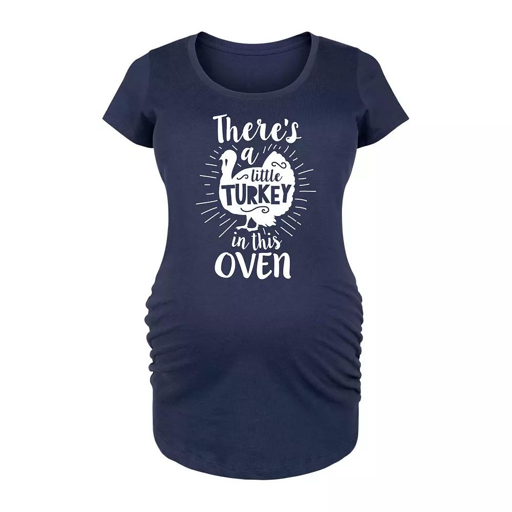 Maternity Little Turkey In The Oven Graphic Tee, Women's, Size: XL-Mat, Blue Product Image