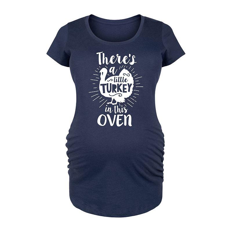 Maternity Little Turkey In The Oven Graphic Tee, Women's, Size: XL-Mat, Blue Product Image