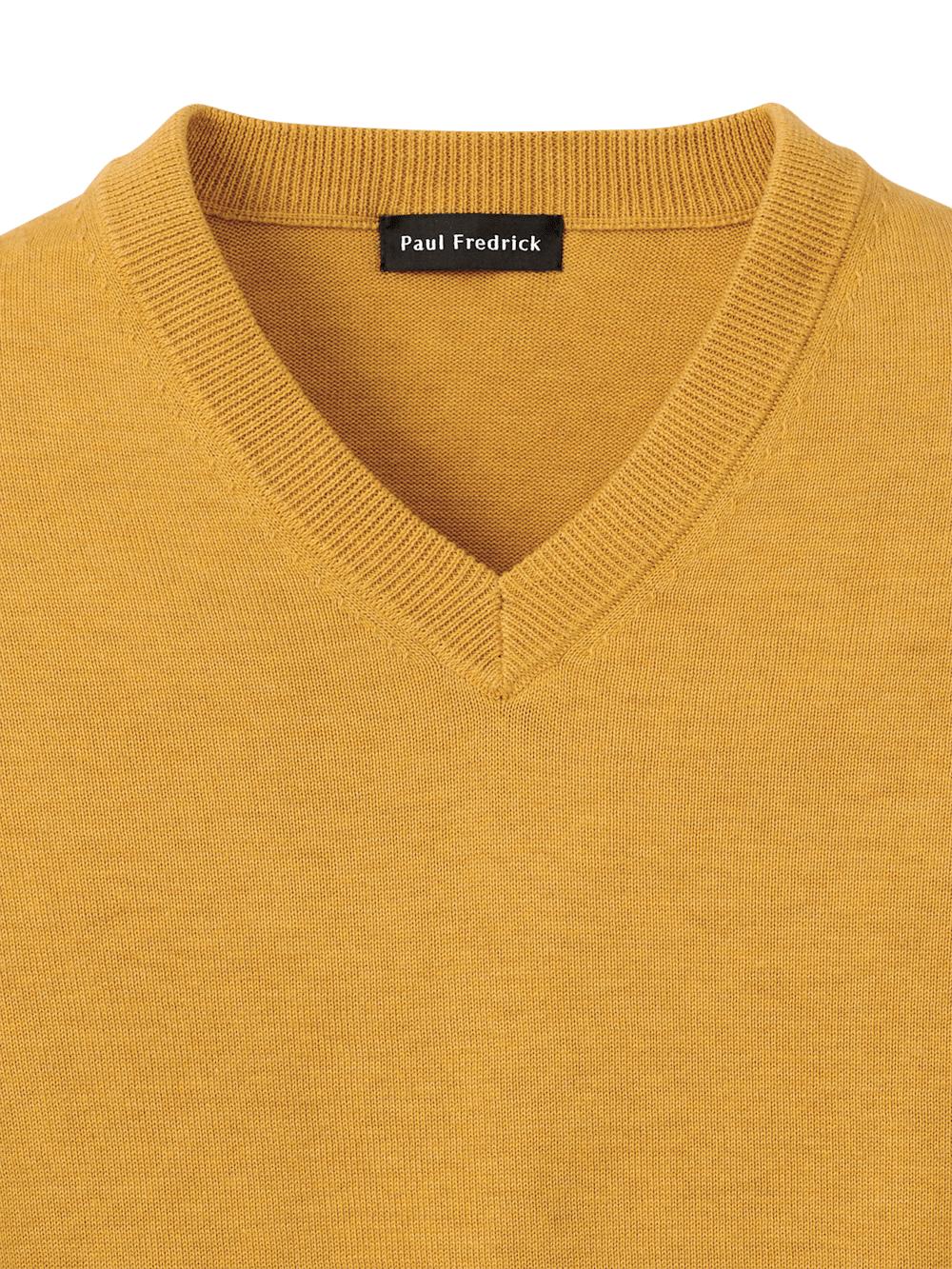 Supima Cotton V-neck Sweater - Mustard Product Image