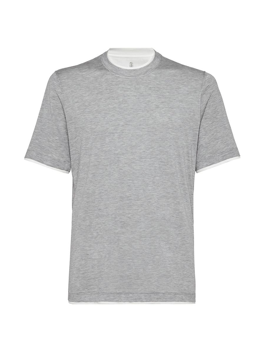 Mens Jersey Crew Neck T-Shirt with Faux Layering Product Image