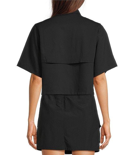 Columbia Elevated Utility Woven Snap Collar Short Sleeve Chest Pocket Front Zip Shirt Product Image