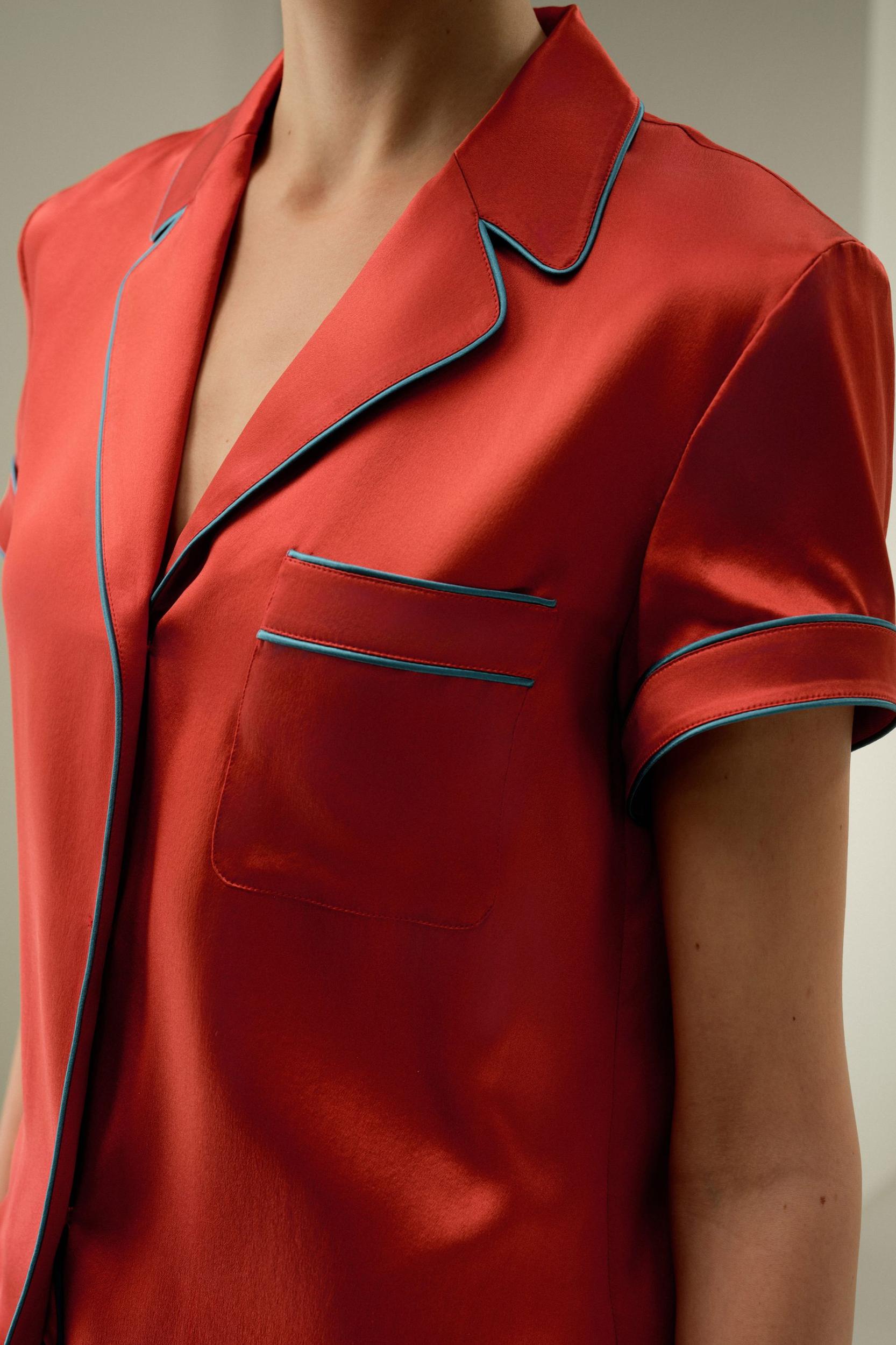 LSxES Contrast-Trimmed Silk Shirt Product Image