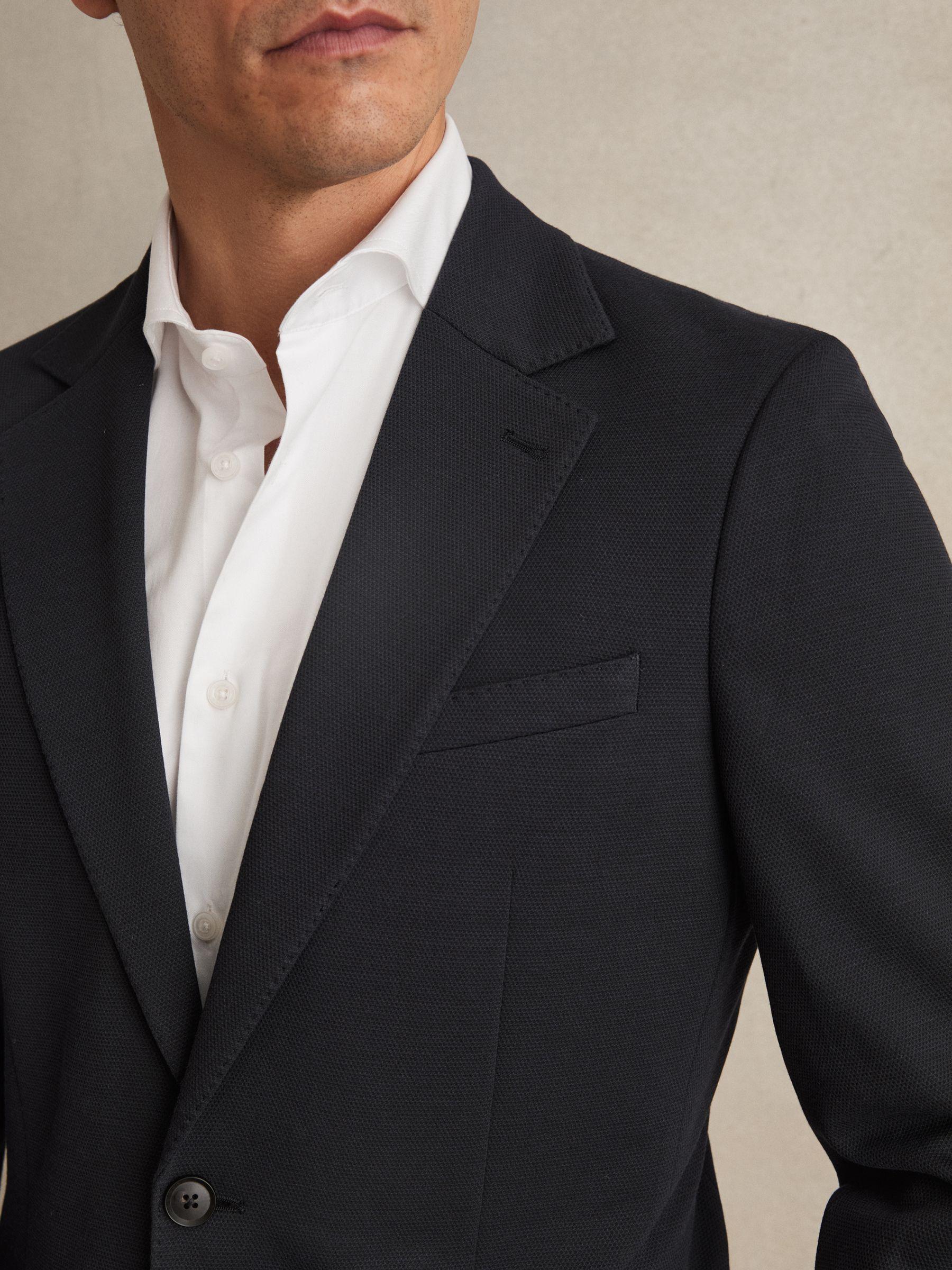 Slim-Fit Single-Breasted Jersey Suit Blazer in Navy Product Image