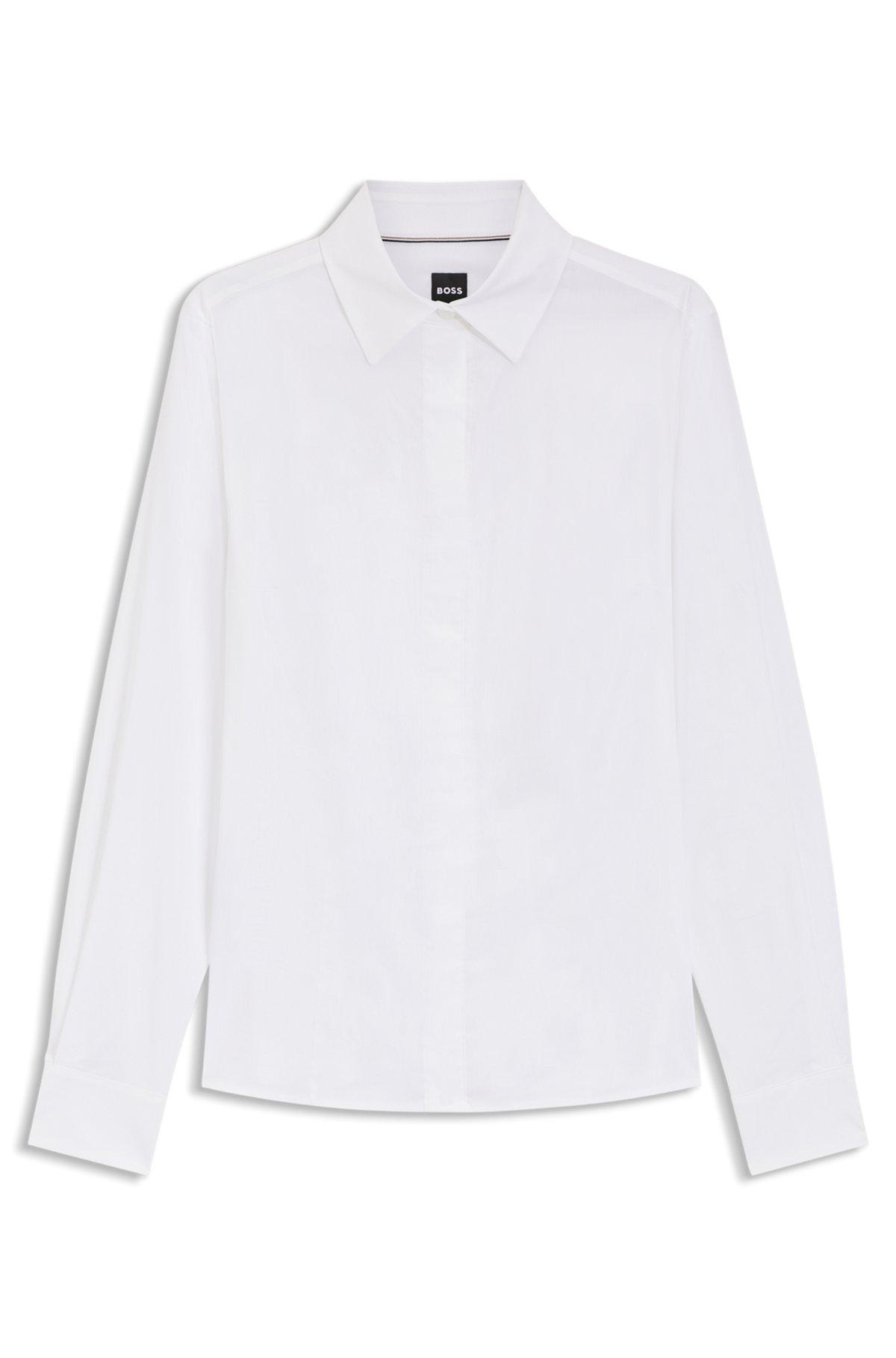 Slim-fit blouse in a stretch cotton Product Image