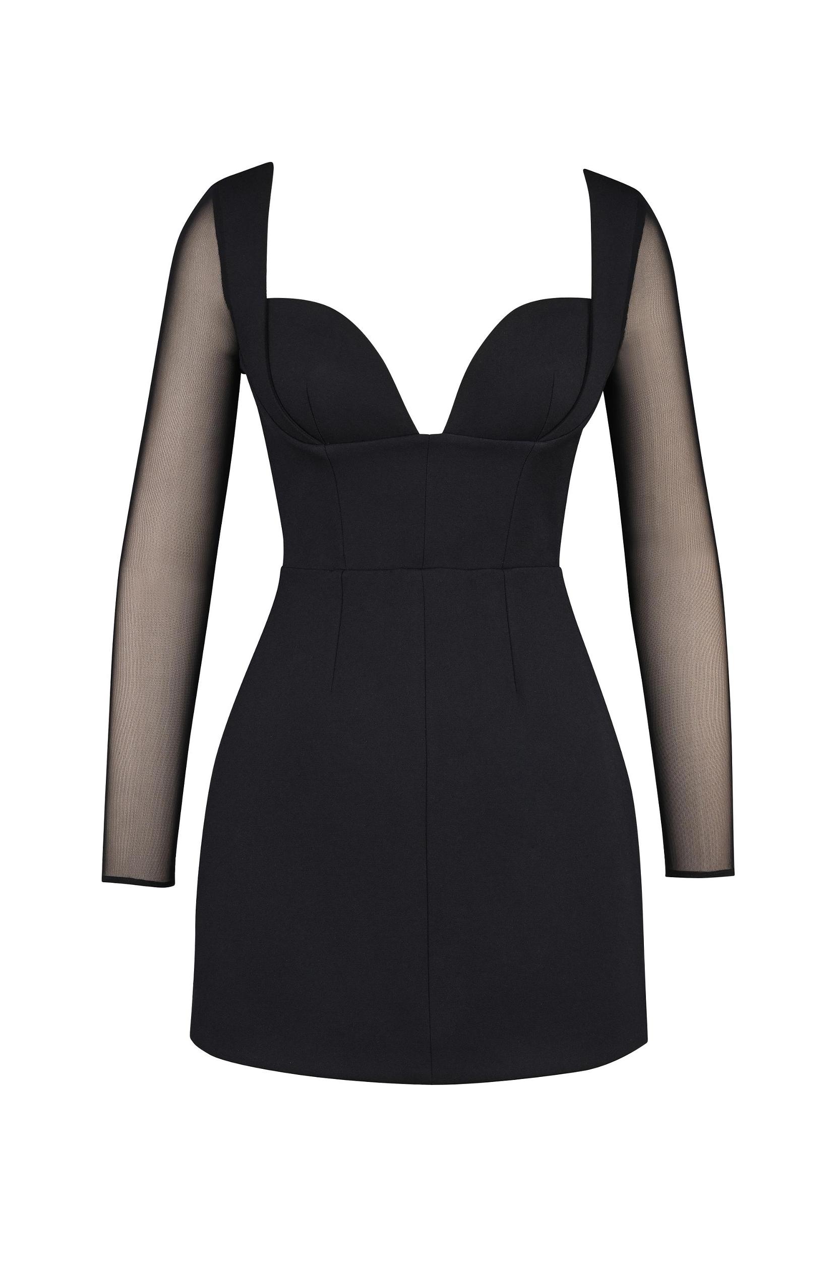 Angelie  black stretch crepe plunge mini dress Product Image