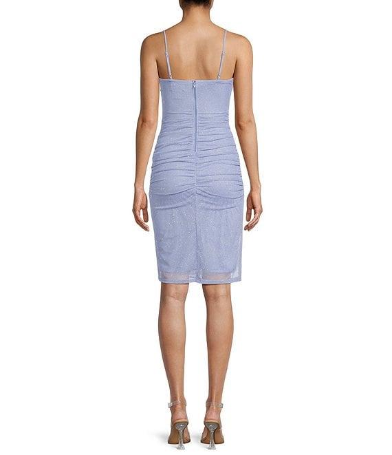 Pear Culture Glitter Mesh Sheath Knee Length Dress Product Image