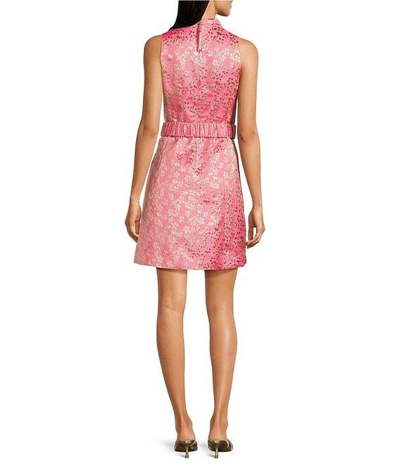 Lilly Pulitzer Tazie Ditsy Daisy Metallic Brocade Collar Neck Sleeveless Fit-And-Flare Dress Product Image