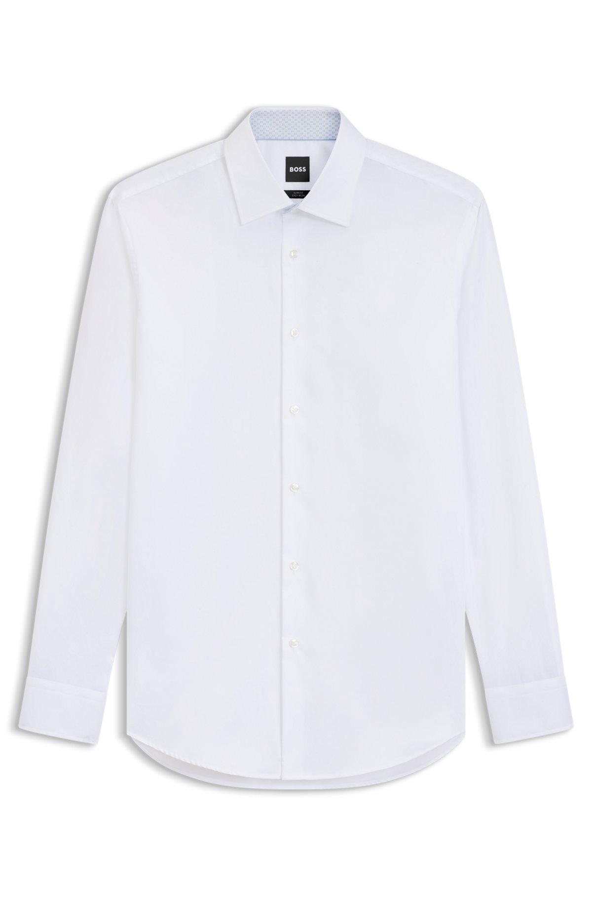 Easy-iron slim-fit shirt in cotton poplin Product Image