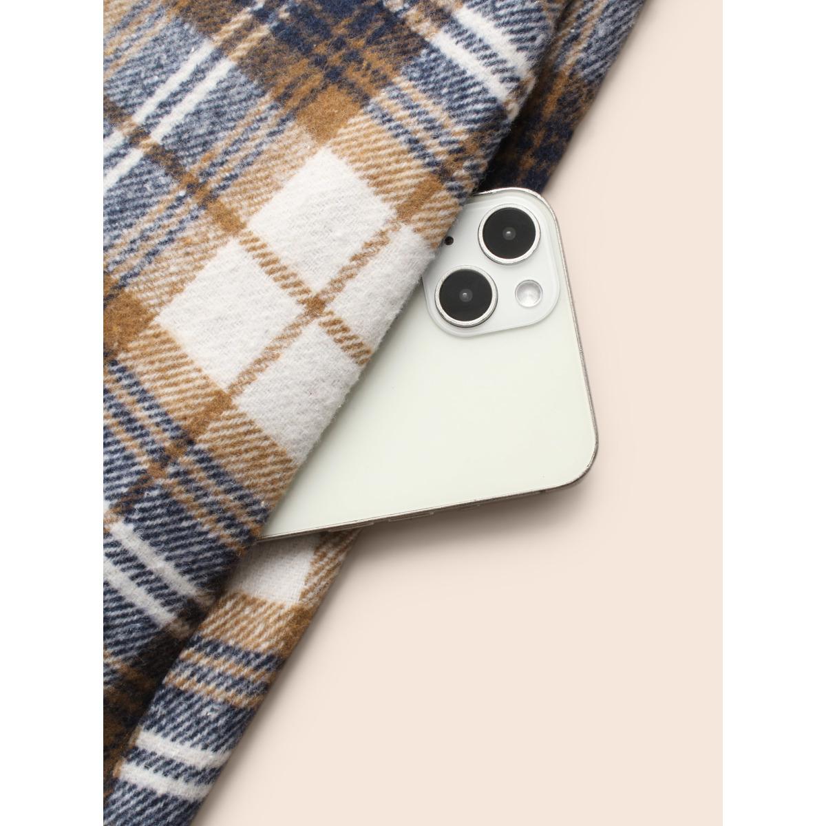 Plus Size Plaid V Neck Sleeveless Dress Multicolor Women Elegant Texture Deep V-neck Sleeveless Curvy BloomChic 12/L Product Image