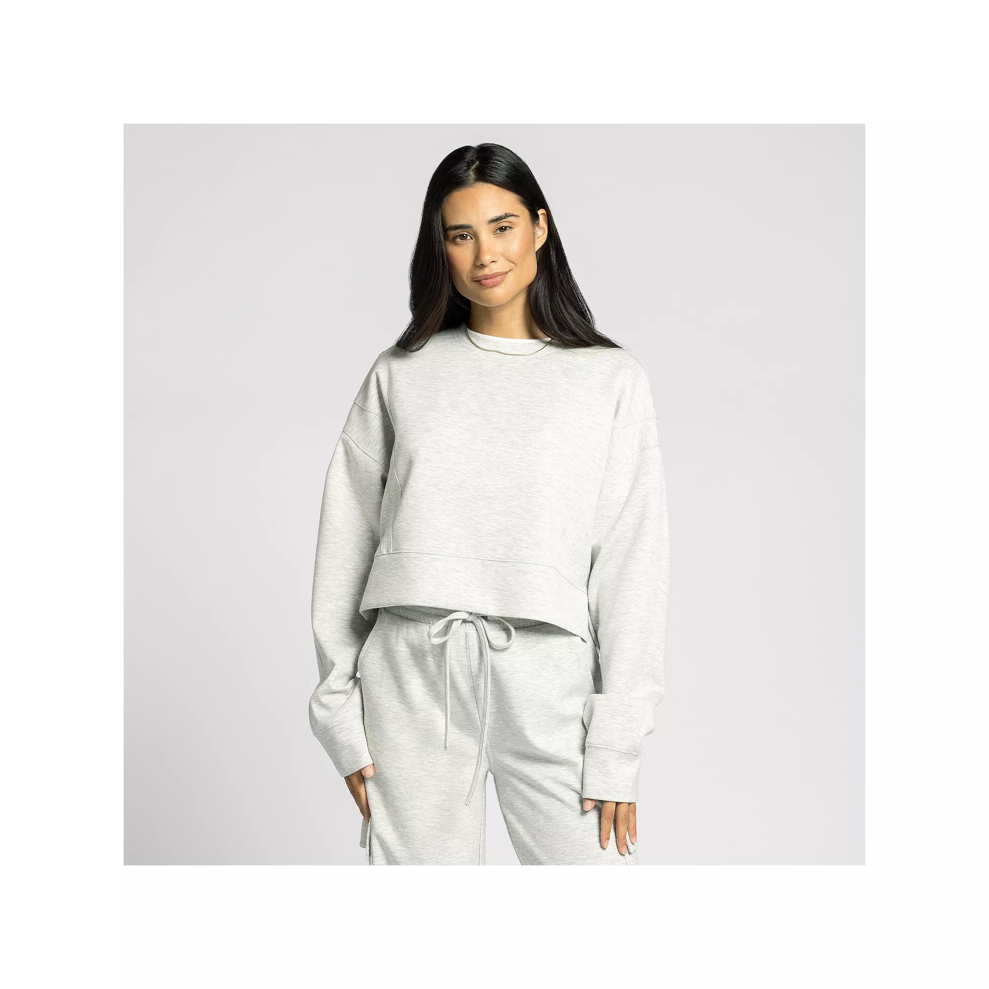 Women's Thread & Supply Cropped Crewneck Sweatshirt, Size: Large, Grey Grey Product Image