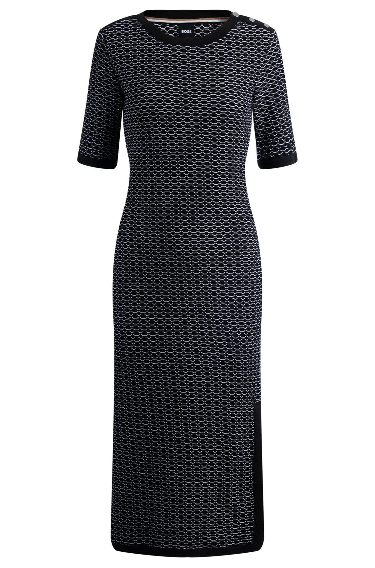 Structured-stripe dress in stretch-cotton jersey Product Image