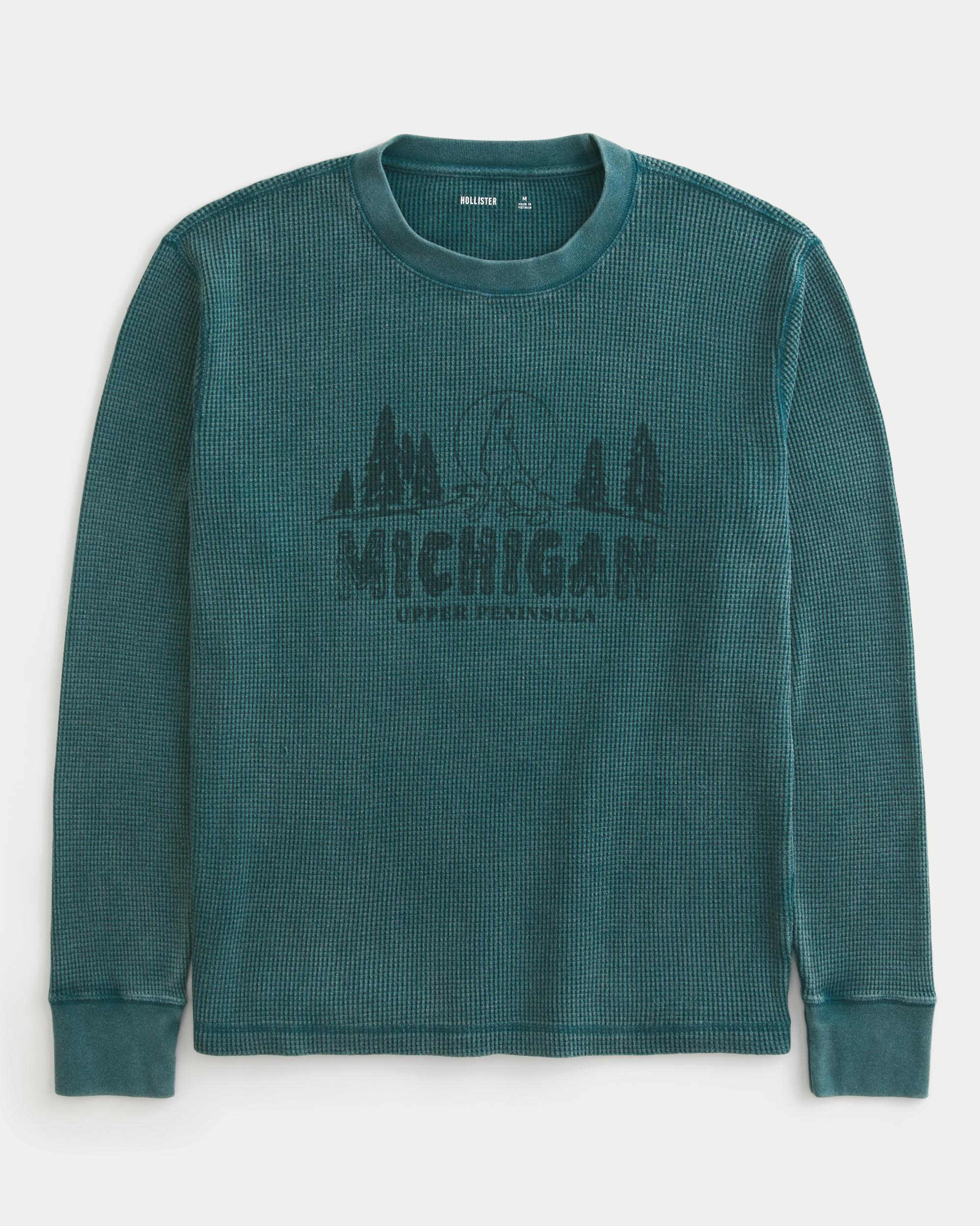 Long-Sleeve Waffle Michigan Graphic Tee Product Image