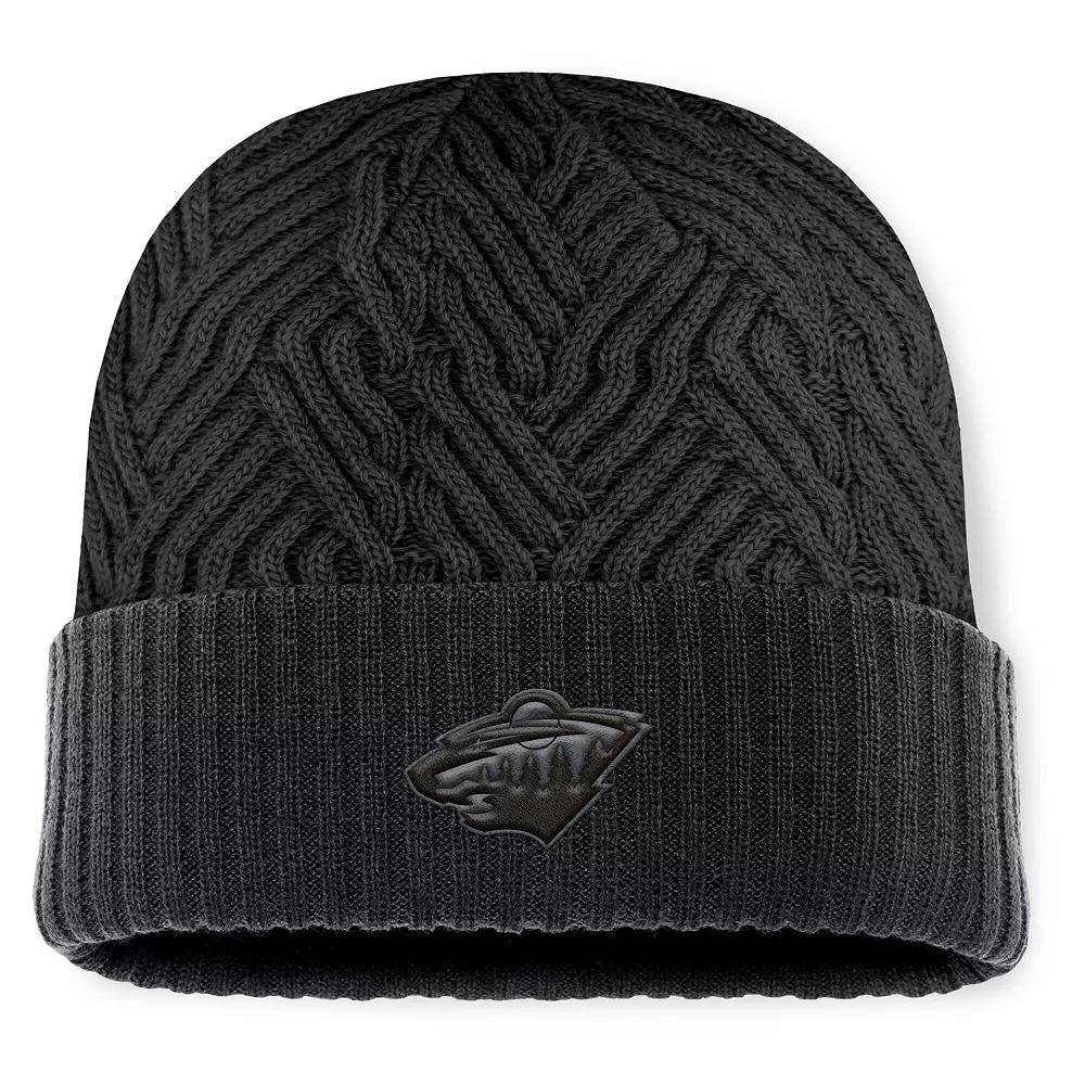 Men's Fanatics Black Minnesota Wild Authentic Pro Road Cuffed Knit Hat Product Image