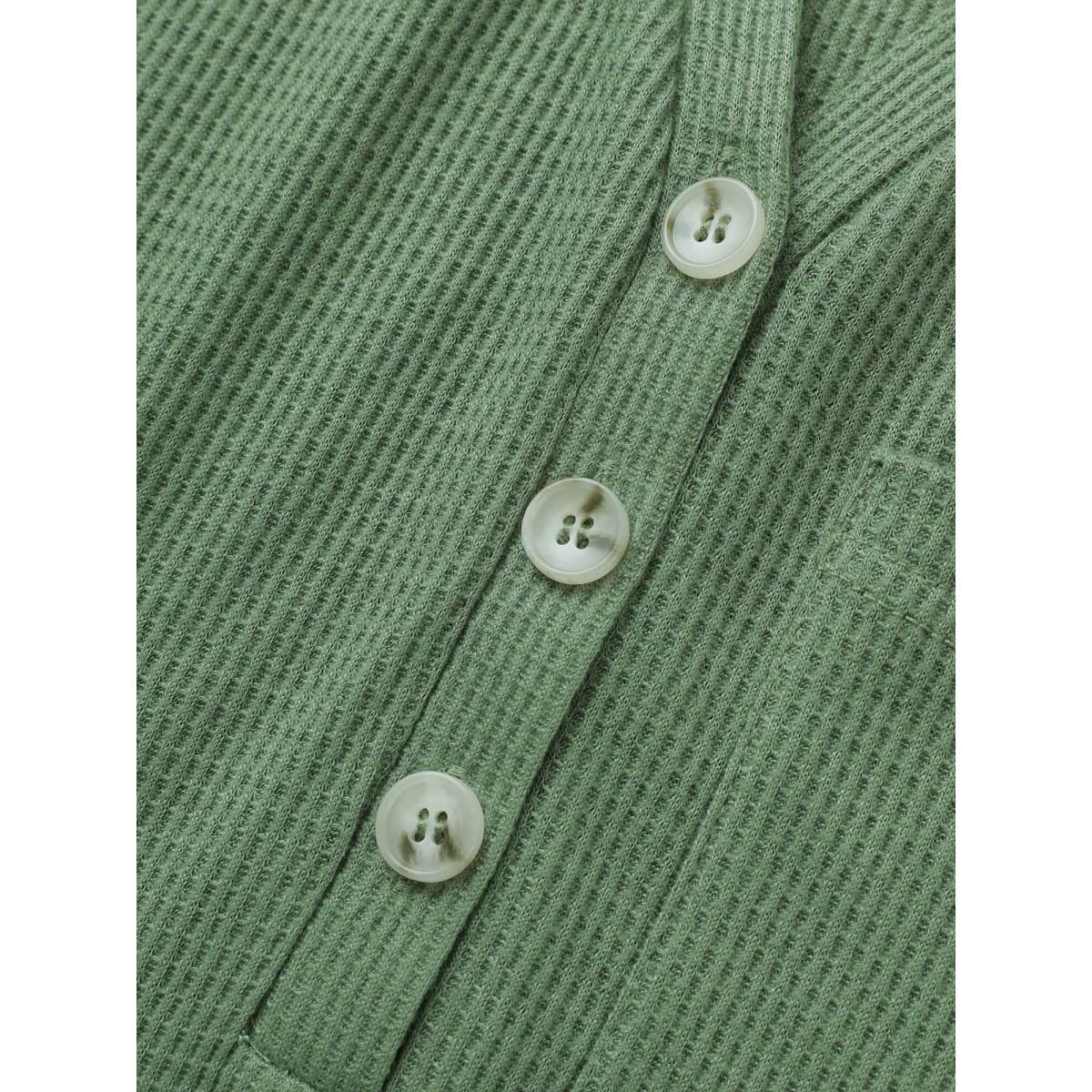 Plus Size Waffle Knit Hooded Lantern Sleeve Patched Pocket Sweatshirt Women Mint Casual Texture Hooded Everyday Sweatshirts BloomChic 14-16/1X Product Image