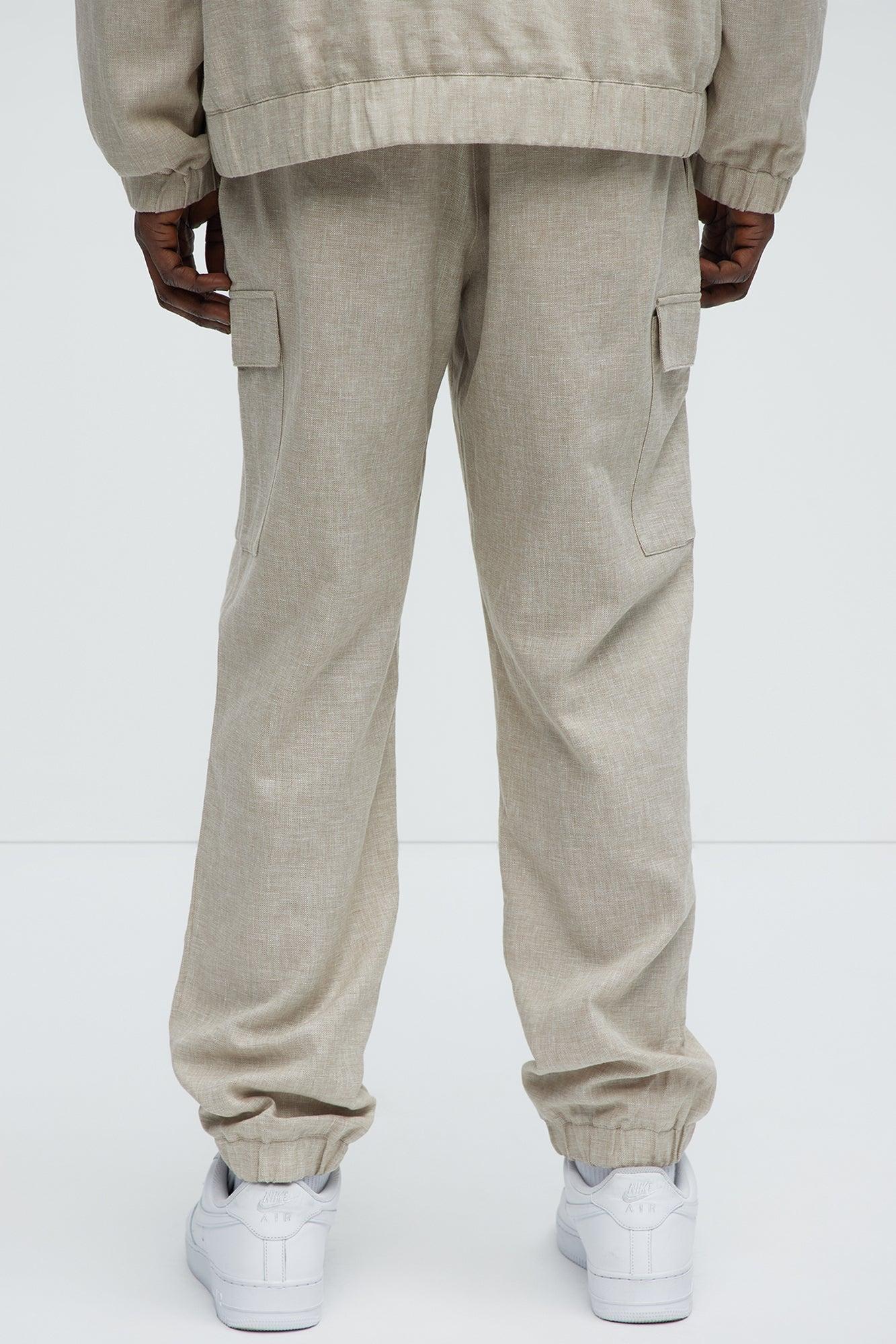 Slim Bahamas Linen Cargo Jogger - Stone Product Image