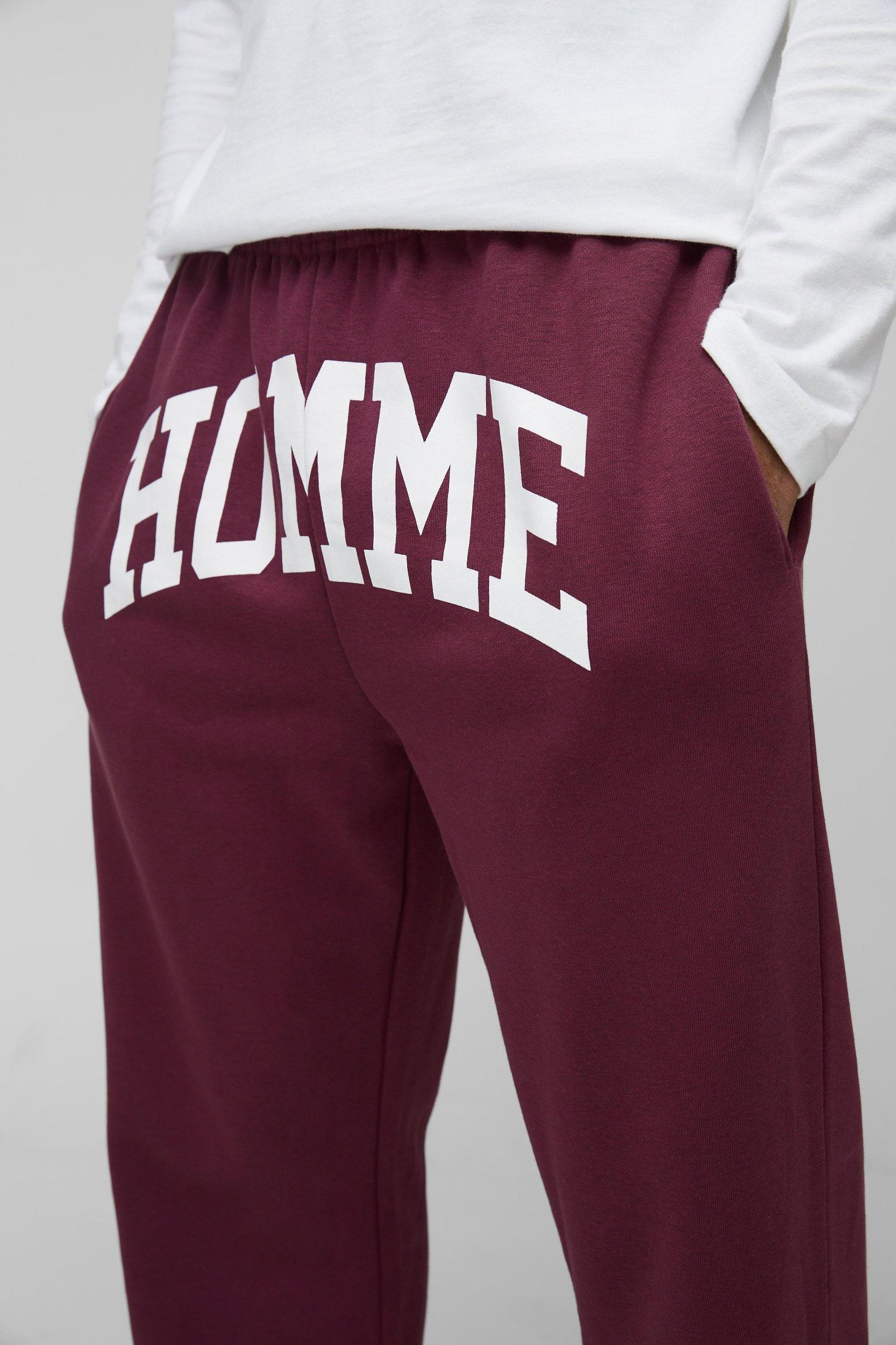 Straight Fit Homme Print Split Hem Sweatpants | boohooMAN USA Product Image