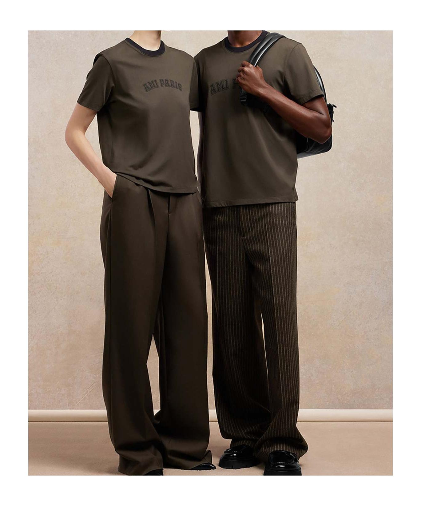 AMI ALEXANDRE MATTIUSSI Ami Paris T-shirt Brown In Dark Coffee Product Image