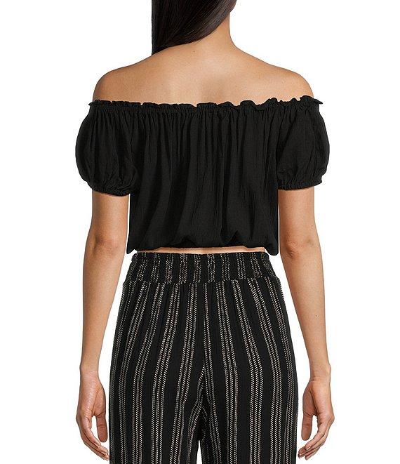 Angie Off-The-Shoulder Cap Sleeve Coordinating Crop Top Product Image