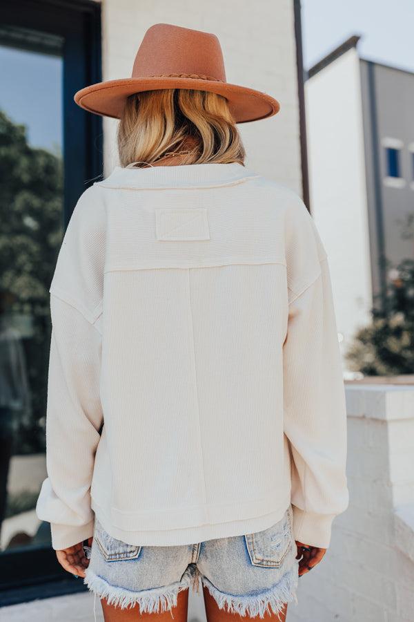 Venture Out Knit Top In Cream Product Image