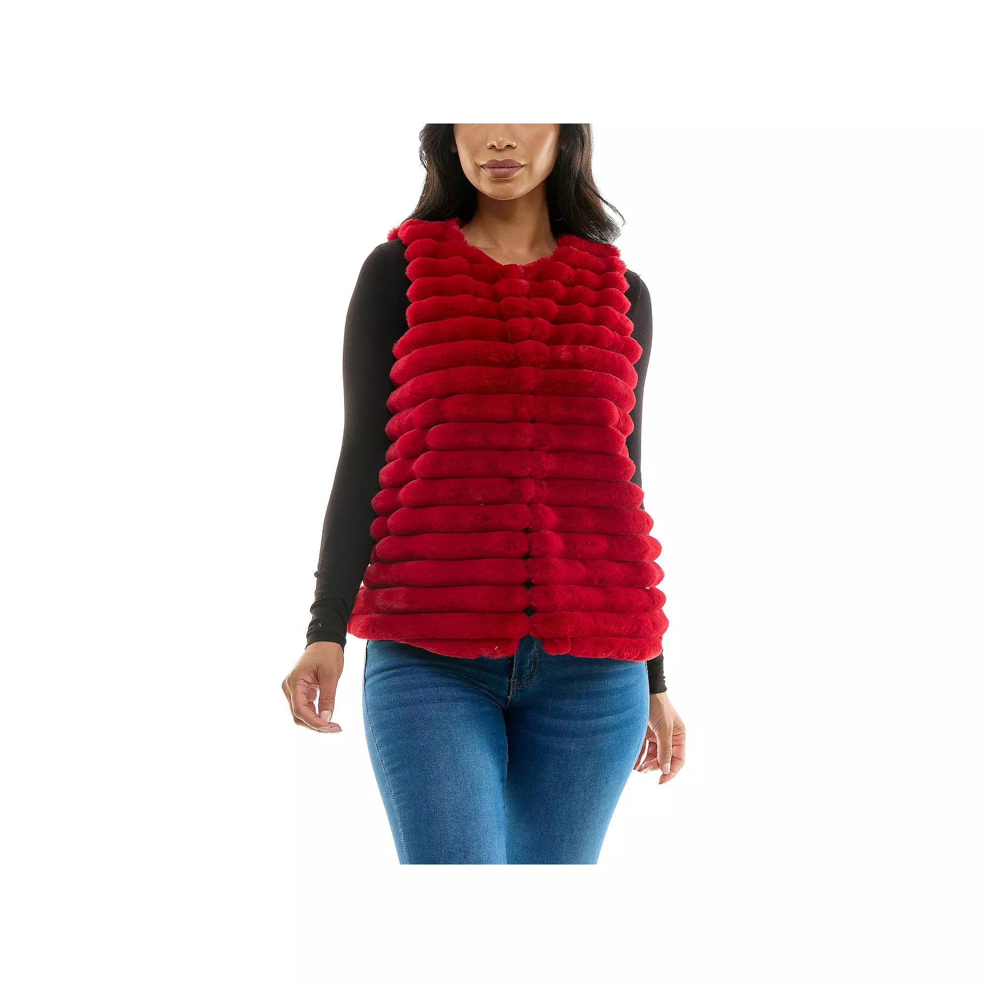 Women's Nina Leonard Horizontal Faux Fur Vest,  Product Image