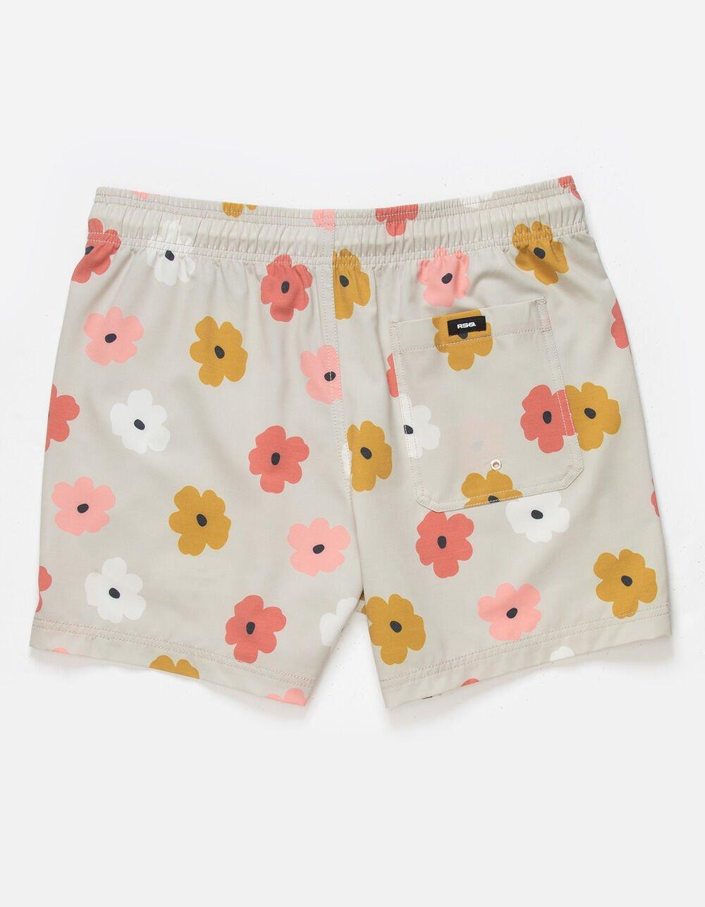 RSQ Mens Drawn Flowers 5" Swim Shorts - PUTTY Product Image