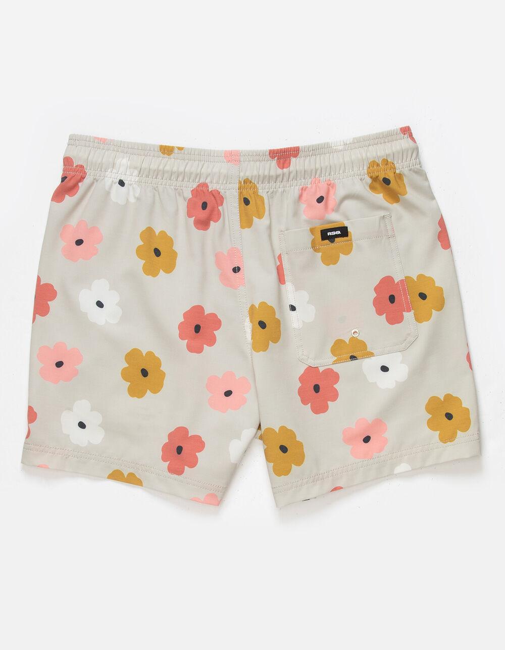 RSQ Mens Drawn Flowers 5" Swim Shorts - PUTTY Product Image