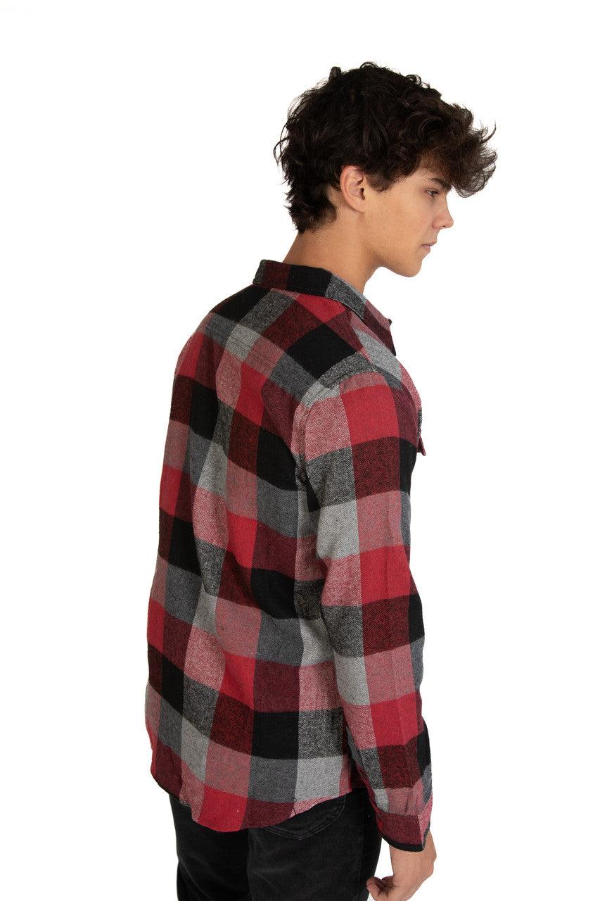 Burgundy & Charcoal Flannel Shirt Product Image