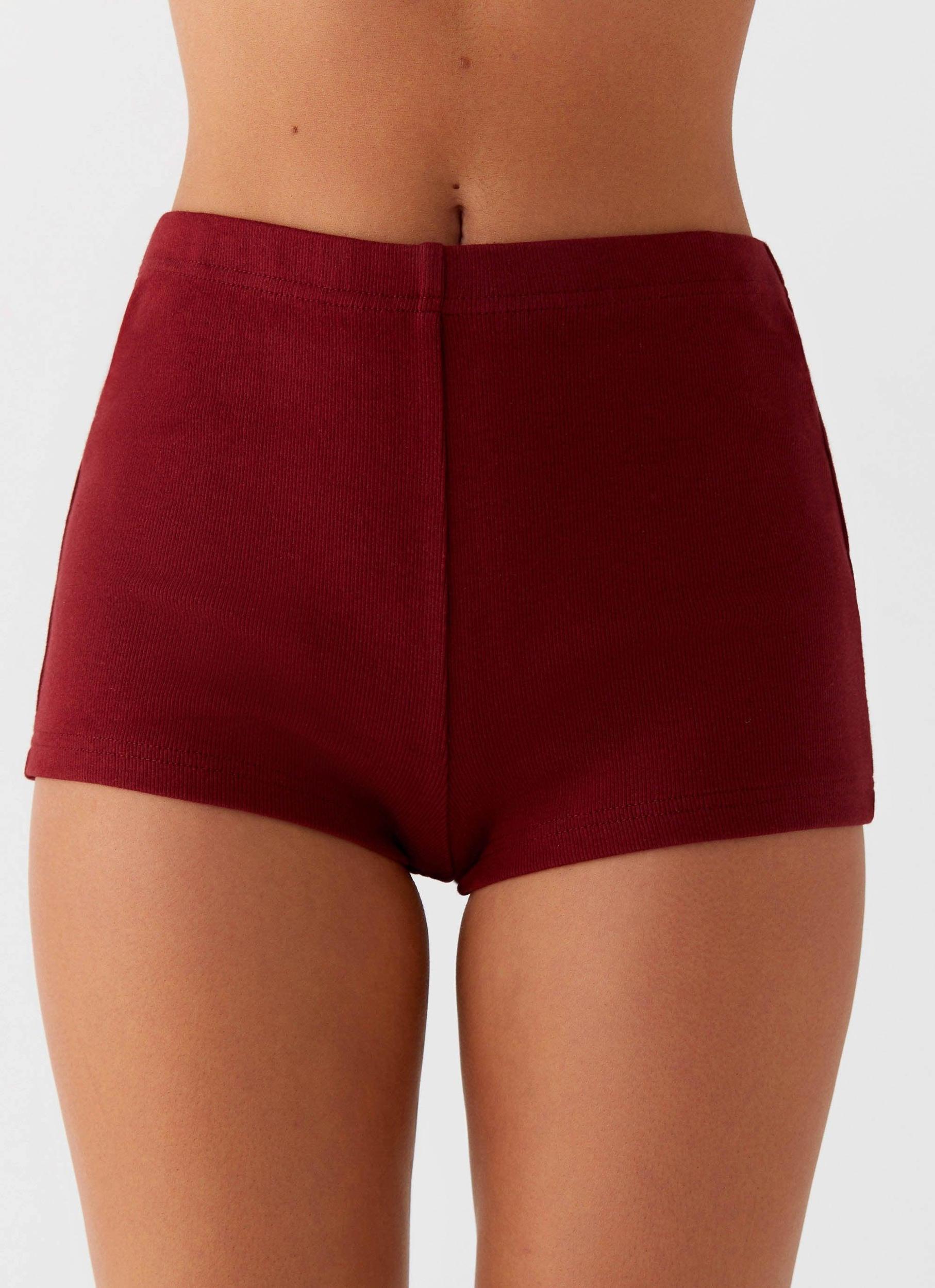 Spectate Mini Shorts - Maroon Product Image