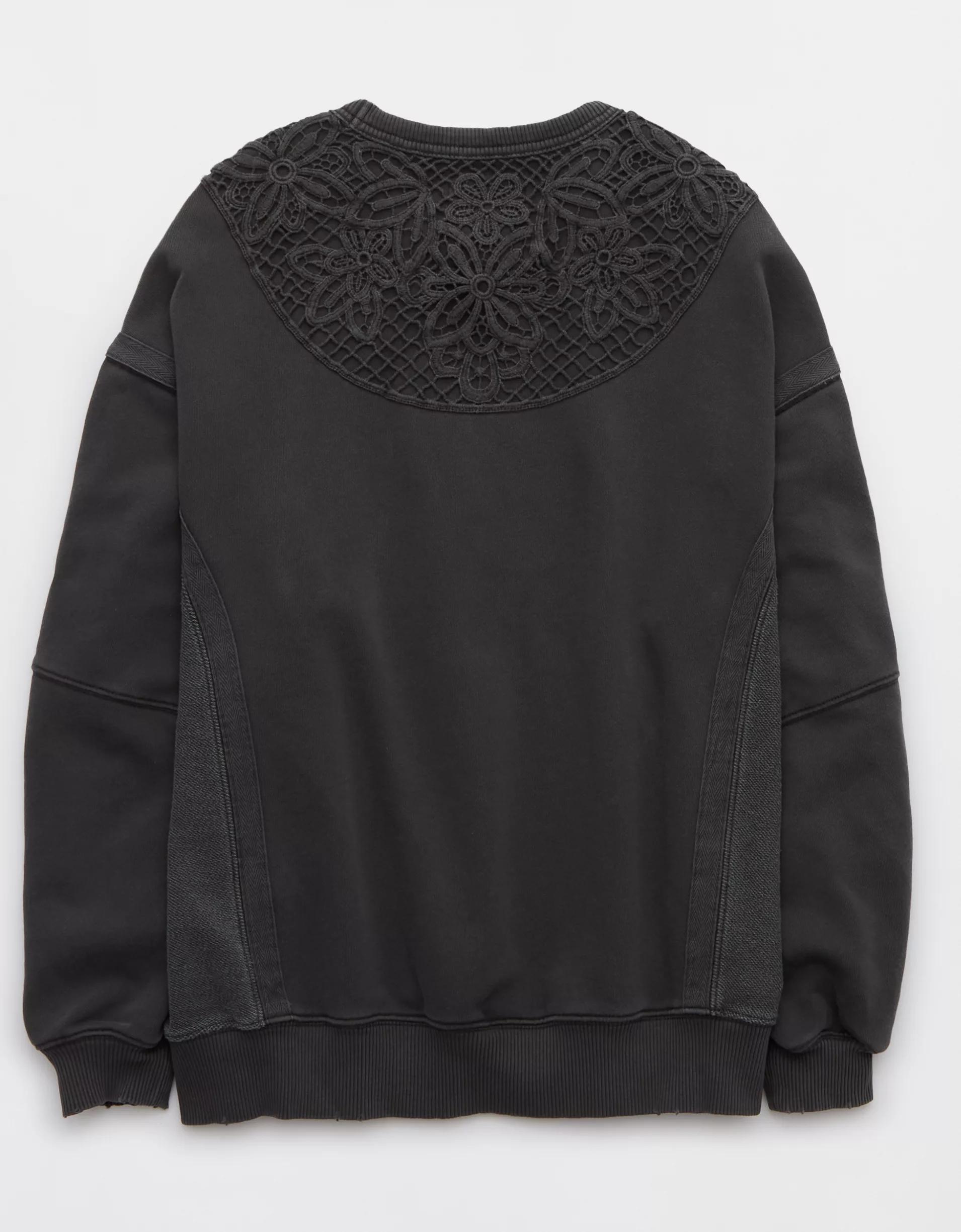 Aerie Keep It Light Crochet Crew Sweatshirt Product Image