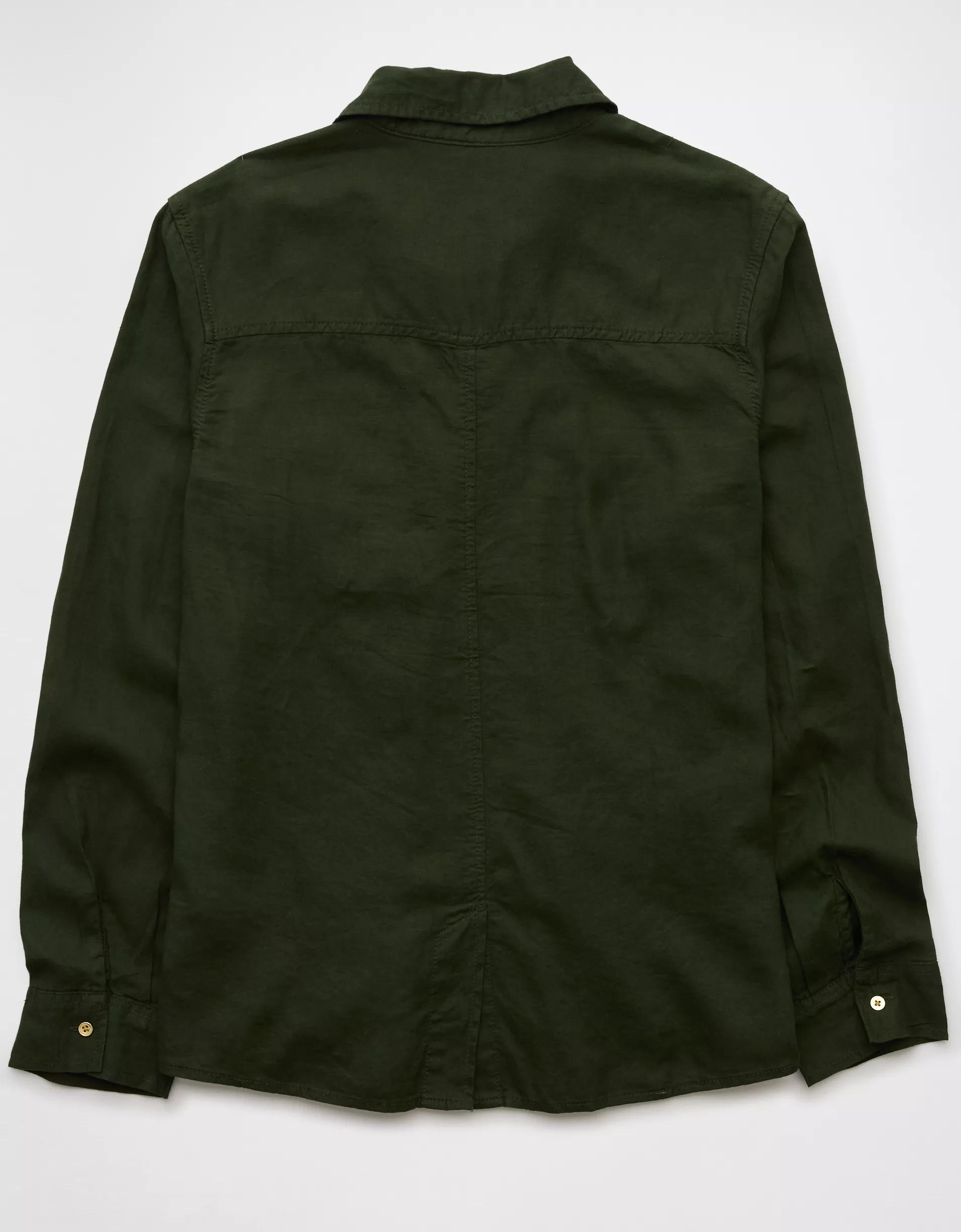 AE Weekend Vibes Linen-Blend Long-Sleeve Button-Up Shirt Product Image