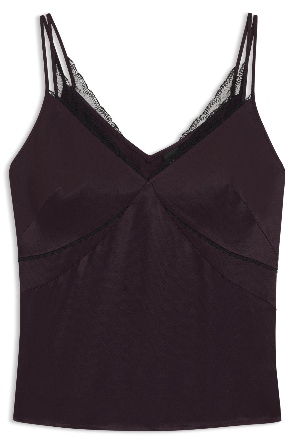Satin camisole top with lace trims Product Image